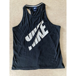 Nike Spellout Back Cut Out Black Athletic Tank Top Size Medium Racerback Shirt